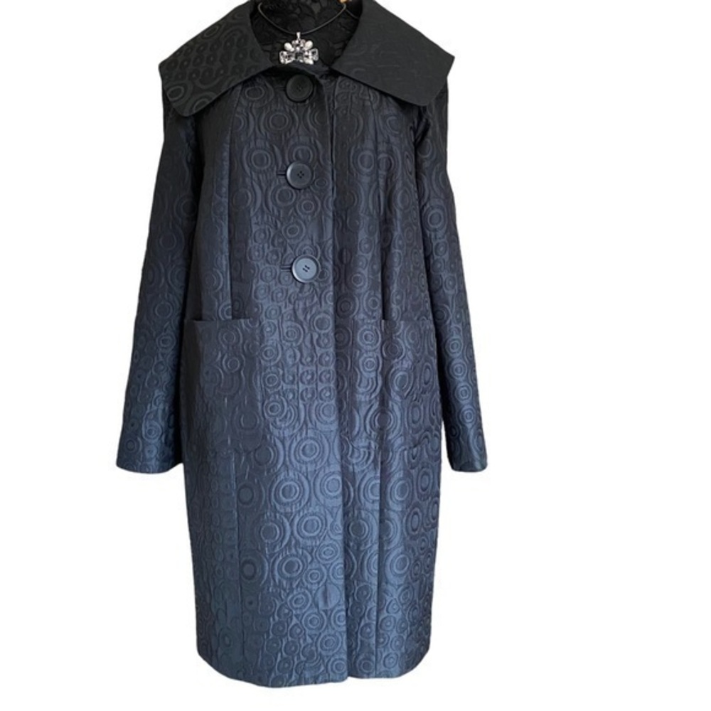 Classiques Entier Black Lightweight Quilted Retro Evening Pea Coat Medium